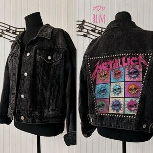 Metallica black acid wash denim jacket